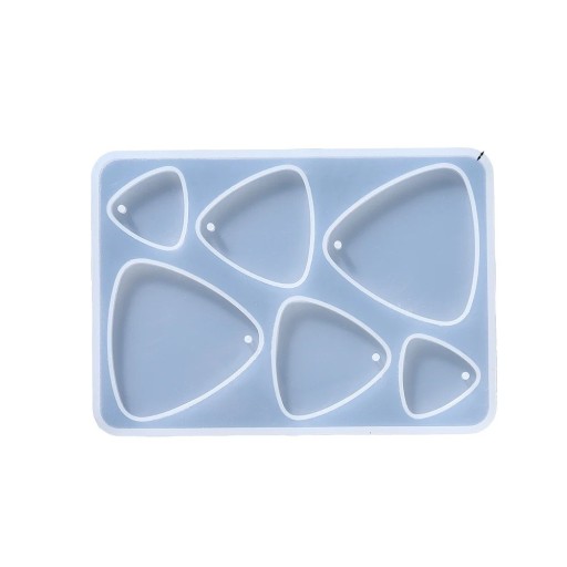 Silikonform 10,4 x 7,4 cm Dreieckige Anhänger Form für Harz mit Löchern für Ösen Schmuckherstellung Ohrringe Dekorationen