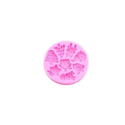 Silikonform 7,1 x 1 cm Julmotiv gran, snöflinga, stjärna Form för gjutning av vax, harts, gips, choklad och tvål