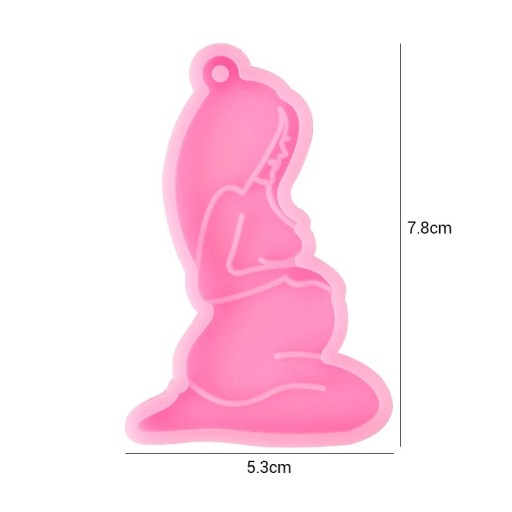 Silikonform för harts 8 cm Gravid kvinna Rosa form för smyckestillverkning Hängsmycken Dekorationer Hantverk
