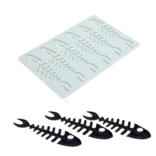 Silikonform til fiske-skeletter 109 x 160 mm fleksibel silikon lys blå form til kager desserter dekoration bagetilbehør