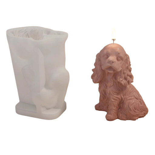 Silikonform til lys i form af en cocker spaniel 5,5 x 7,4 cm Form til fremstilling af lys, sæbe, chokolade og originale dekorationer