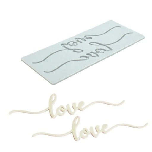 Silikonová forma na nápis love 138 x 160 mm pružný silikon světle modrá forma na dorty dezerty zdobení cukrářská pomůcka