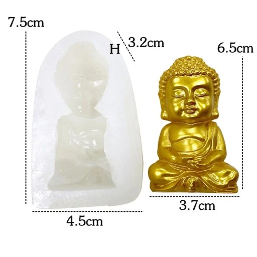 Silikonová forma velká na sošku Buddhy 7,5 x 4,5 x 3,2 cm Forma pro odlévání Buddhy ze sádry vosku pryskyřice nebo mýdla