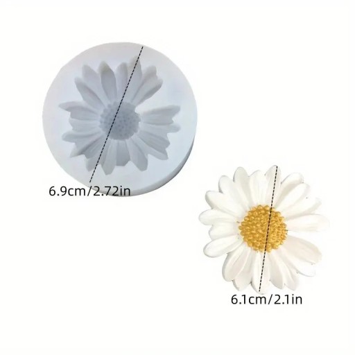 Silikonová formička na mýdlo kulatá průměr 6,9 cm motiv květiny kopretiny pro výrobu mýdla svíček vosků a dekorativních odlitků