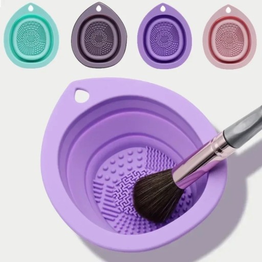 Silikónová nádoba na čistenie štetcov skladací dizajn vroubkovaný povrch pre makeup a kozmetické štetce
