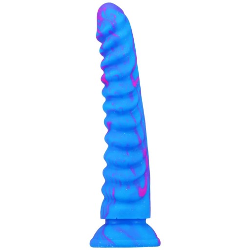 Silikónové dildo s vrúbkami 22 x 4cm s prísavkou na použitie bez rúk, diskrétne balenie pre vaše pohodlie a súkromie.