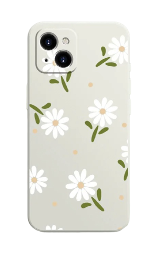 Silikonový kryt s motivem bílých květin na Samsung Galaxy A14, béžová