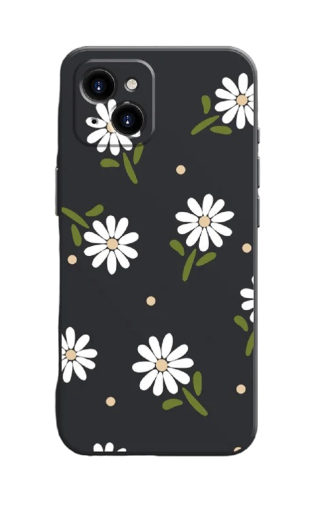Silikonový kryt s motivem bílých květin na Samsung Galaxy A14, černá