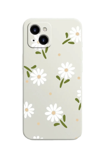 Silikonový kryt s motivem bílých květin na Samsung Galaxy A34, béžová