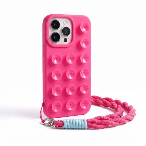 Silikonový kryt s přísavkami a poutkem na iPhone 17 Protiskluzová úprava Drží na hladkém povrchu Pro videa a focení