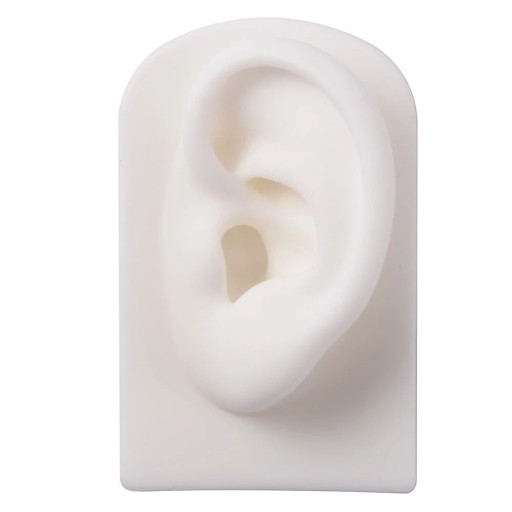 Silikónový model ľavého ucha 7,8 × 4,9 × 4 cm Mäkky tréningový model na nácvik piercingu a tetovania