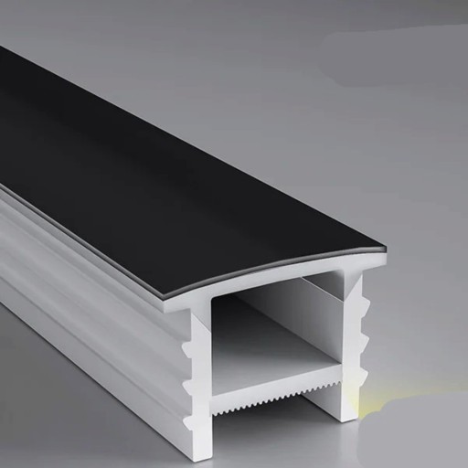 Silikonprofil LED 20 x 20 mm Schwarze Kante 24 mm Länge 1 m Flexibel Mit Diffusor Einbauinstallation in Nut Für LED Streifen Ohne LED Streifen