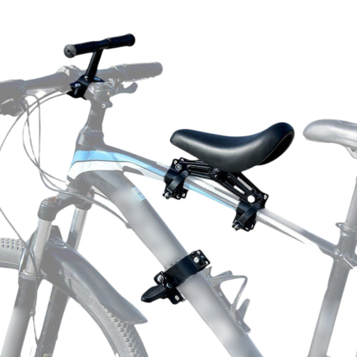 Silla de bicicleta para niños con manillares y pedales tamaño del asiento 23,5 x 10,5 cm sillín delantero para niños con estribos ajustables
