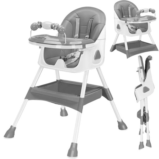 Silla de comedor plegable para bebé 94x70x65 cm para niños a partir de 6 meses con alfombrilla antideslizante y soporte para juguetes Alimentación de fácil limpieza