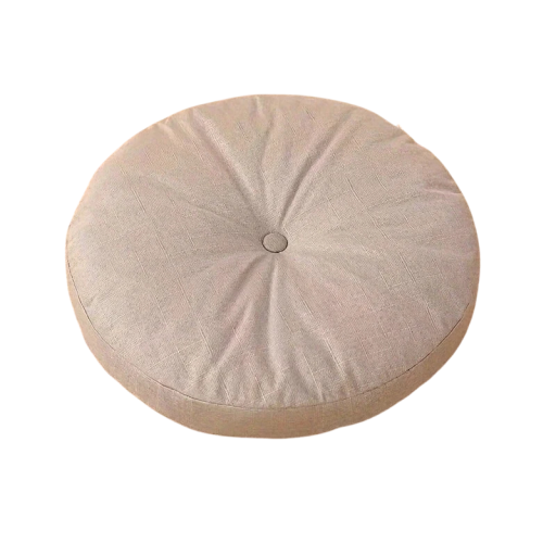 Silný kulatý sedací polštář 40 × 40 × 13 cm měkký podsedák na podlahu, gauč i křeslo pro pohodlné sezení doma