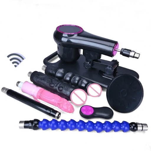 Simulador de sexo automatizado com controlo remoto, movimento telescópico e 5 acessórios diferentes embalagem discreta