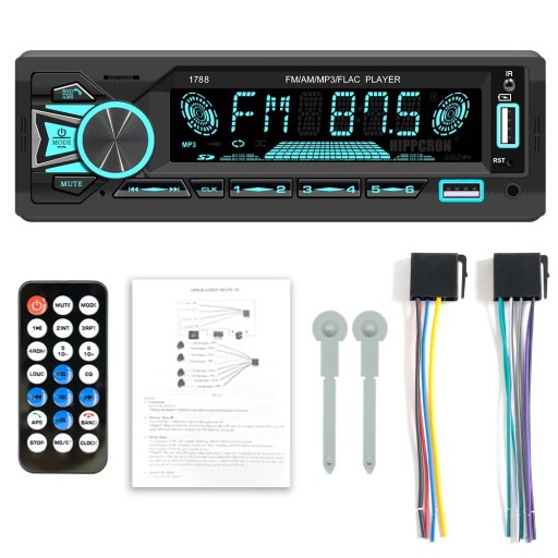 SINOVCLE 1DIN Car Radio Bluetooth MP3 FM USB AUX TF Card Stereo Player with Remote Control Universal Dashboard Installation