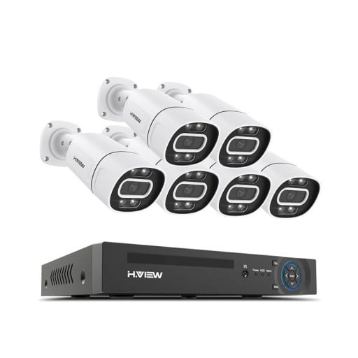 Sistema de câmaras de segurança 8MP 6 câmaras 90° kit de vigilância aplicação móvel XMEye Pro branco para monitorização de casa, empresa e arredores