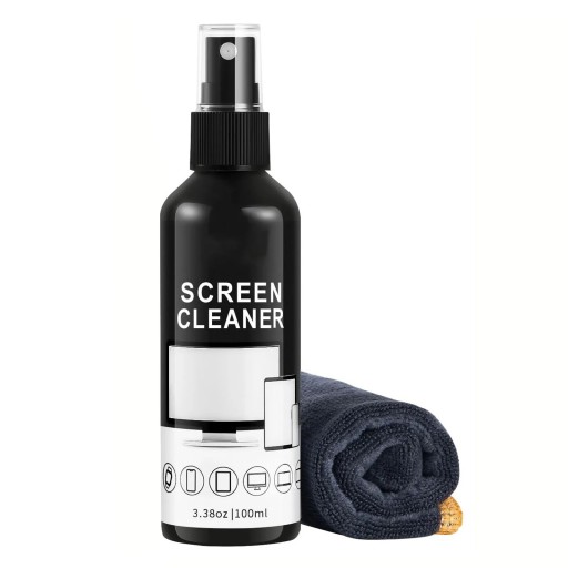 Skærmrens 100 ml spray med mikrofiberklud til rengøring af skærme på telefoner, tv, LED, OLED, LCD, CRT