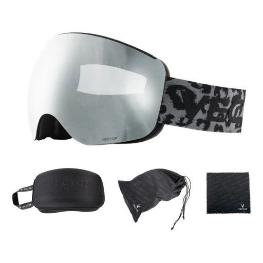 Skibrille 19,0 x 10,5 cm UV400 Unisex Polykarbonat Antibeschlag 19% Grau Vector Hartschale Stoffhülle Reinigungstuch