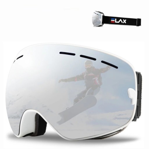 Skibrille mit Spiegeleffekt, UV400, Skifahren, Snowboardbrille für Damen und Herren, Antibeschlag-Helm, Skibrille