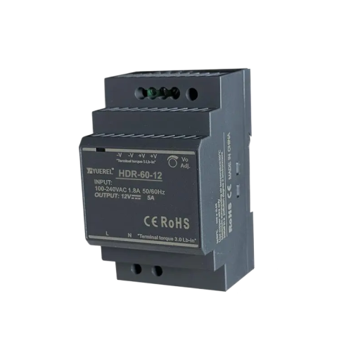 Skiftende strømforsyning til DIN-skinne AC 100-240V DC 12V 5A 60W Kompakt strømadapter 5,3x9x5,5 cm Industriel strømforsyning