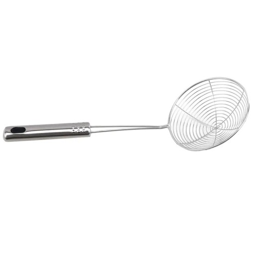Skimmer oval de aço inoxidável 31x11 cm Filtro com rede fina para fritar Coador de óleo para alimentos Peneira de cozinha para cozer e assar
