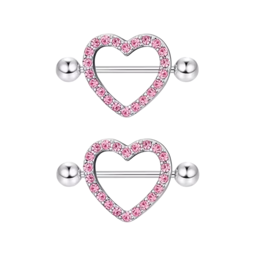 Skinnende par brystvorteudsmykninger med hjerteformet design Størrelse 1,6 mm Elegant kropspynt til kvinder og piger Piercing