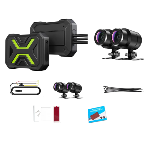 Skjult motorcykel dashboardkamera 1080P HD DVR med WiFi vandtæt IP67 to kameraer for og bag sort boks til optagelse af motorcykelture