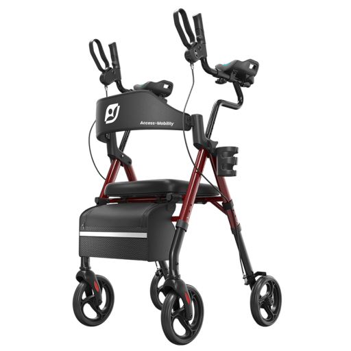 Skládací chodítko PU sedák a opěradlo 5 nastavení rukojetí 3 výšky Nosnost 136 kg Ergonomické sedátko pro seniory a stabilní chůzi