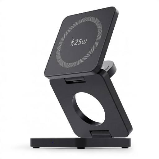 Skládací magnetická bezdrátová nabíječka 3v1 Qi2.2 25 W Pro iPhone Apple Watch i AirPods Cestovní nabíjecí stojan