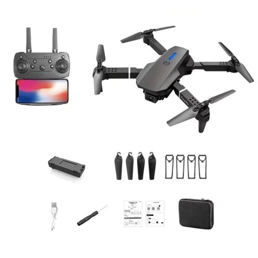 Skládací RC dron s 4K HD širokoúhlou kamerou WiFi FPV 2,4 GHz LED světlo Dálkový ovladač Pouzdro 25 × 25 × 5,5 cm