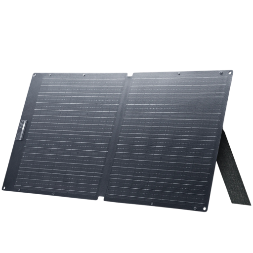 Skládací solární panel 100 W 24,48 V monokrystalický s ETFE povrchem 105 x 58,7 x 0,3 cm IP68 šedý pro nabíjení v terénu i na kempu