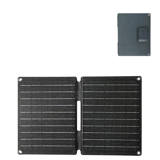 Skládací solární panel 30 W s USB-C a USB výstupem 5 V 2 A 32,7 cm rozložený Monokrystalický s ETFE povrchem IPX6 Šedý Na cesty a kempování