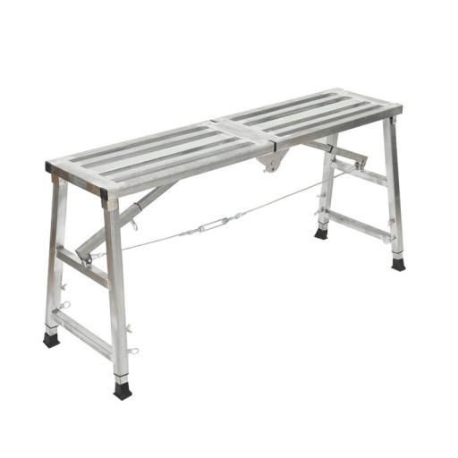 Składana platforma robocza wysokościowo regulowana 60–90 cm, nośność 200 kg, stop aluminium, srebrna, do malowania i napraw