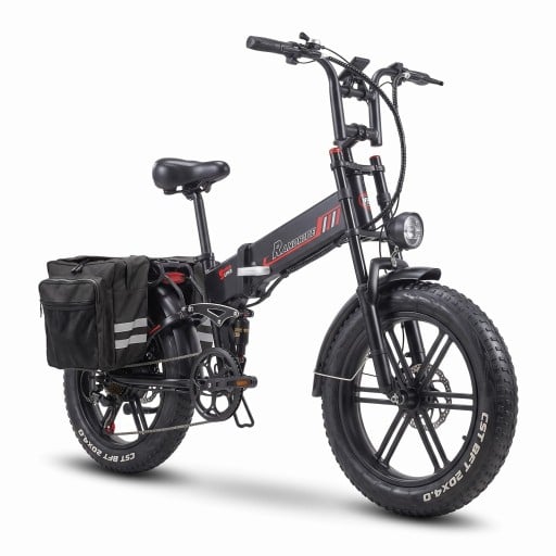 Skladane elektryczne rower RANDRIDE YX20M-2 Silnik 2000 W Bateria 48 V 20 Ah Fat bike 20 x 4 cale Całkowicie amortyzowane Czarno-czerwone Do terenu