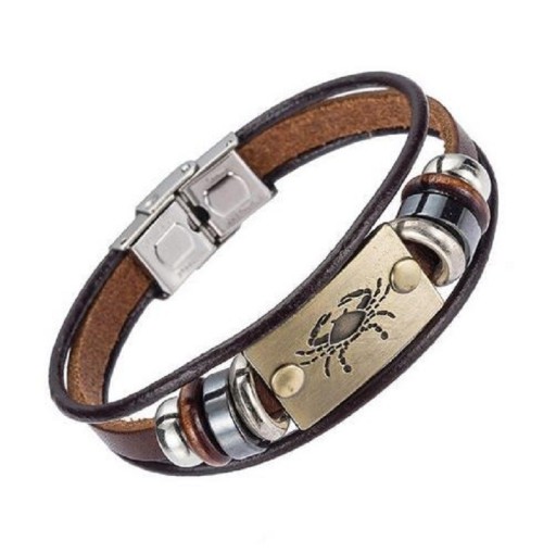 Skórzana bransoletka ze znakiem zodiaku H680