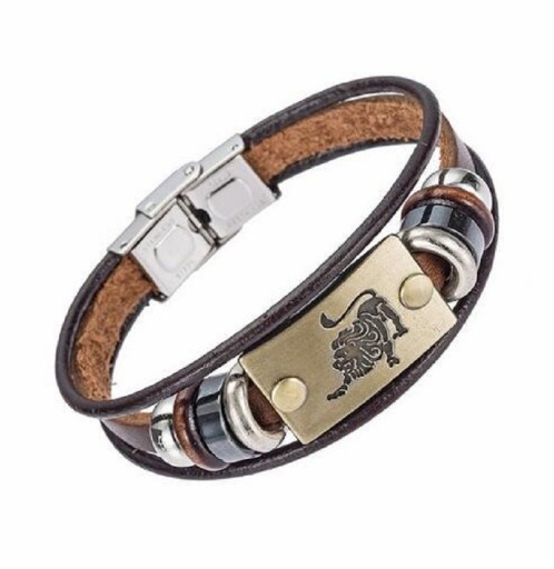 Skórzana bransoletka ze znakiem zodiaku H680