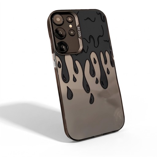Skyddande fodral Samsung Galaxy A17 5G Motiv flytande färger Ultra tunt och hållbart Matt svart och grått Droppar och vågor Upphöjd kameraram