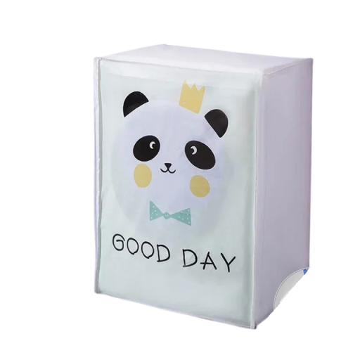 Skyddande överdrag för toppmatad tvättmaskin 86 x 62 x 55 cm Panda motiv Dragkedja både ovan och fram PEVA skydd mot damm och smuts