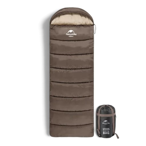 Slaapzak U150 dekenmodel met capuchon (190 + 30) x 75 cm Comfort 11 °C limiet 7 °C Rechter rits Ingepakt 22 x 43 cm Voor kamperen en reizen