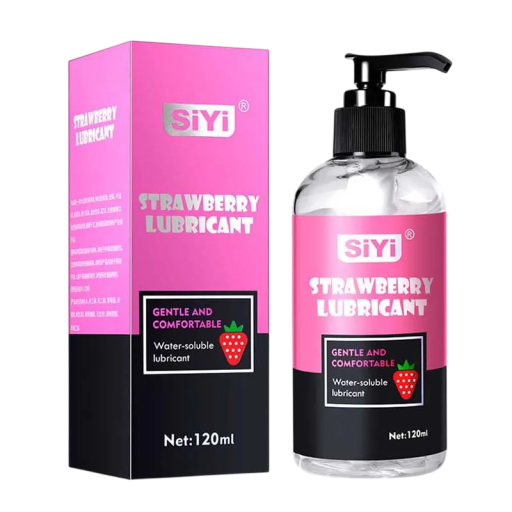 Sladce vonící intimní gel s jahodovou vůní 120 ml Kompaktní lahvička s dávkovačem Vodou smyvatelný základ bez tuku Pro dva i pro pomůcky