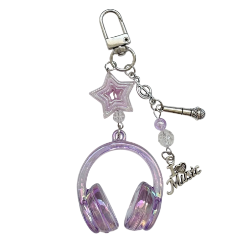 Sleutelhanger 5 cm Transparante oordopjes Mini microfoon Ster Plastic decoratie voor rugzak Handtas Muzikaal accessoire