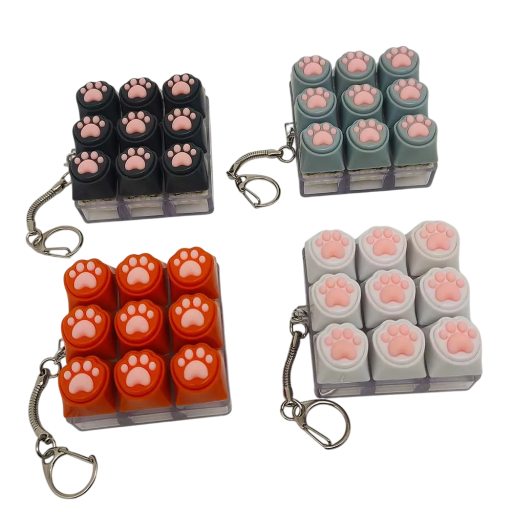 Sleutelhanger met negen zachte siliconen kattenpootjes Antistress Speelgoed Sleutelhanger voor tas of kantoor