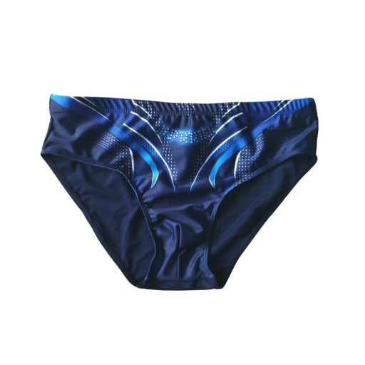 Slips de bain pour hommes à lacets bleu foncé avec rayures en polyester à séchage rapide, maillots de bain sportifs pour la plage et la piscine