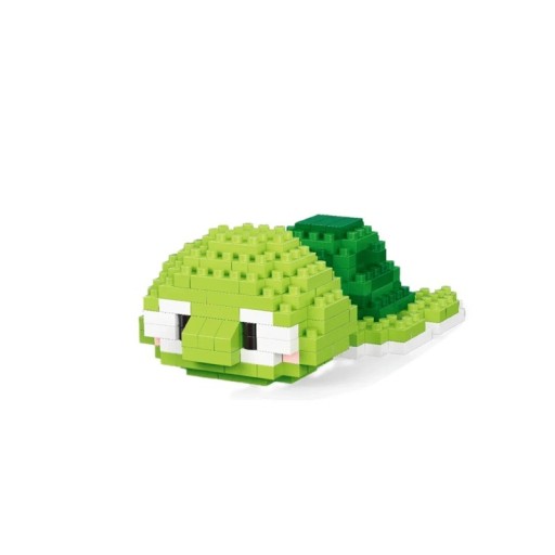 Small Green Turtle Building Set 5.5 x 9 x 3.5 cm Cute Sea Character Made of Blocks Subtle Shades of Green Colourful Decorative Model