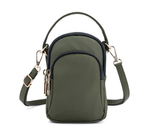 Small ladies' crossbody handbag with top handle and adjustable shoulder strap Zip compartments Nylon and polyester 12 x 18 x 7 cm