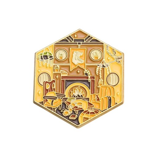 Smaltált kitűző Mrzimor varázslatos szoba Harry Potter 4 × 3,5 cm fém brosza sárga barna jelvény hátizsákra kabátklapra ruházatra