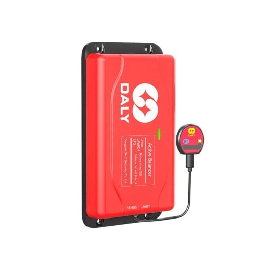 Smart aktiv balancer Daly 15S 1 A BMS med Bluetooth til Li-ion og LiFePO4 batterier 65 x 115 x 19 mm rød hjemme- og solenergilagring