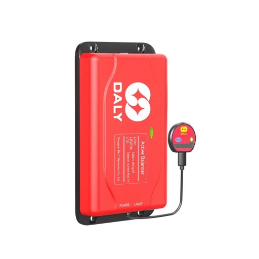 Smart aktiv balancer Daly 6S 1 A BMS med Bluetooth til Li-ion og LiFePO4 batterier 65 x 115 x 19 mm rød til hjemme- og solenergilagring